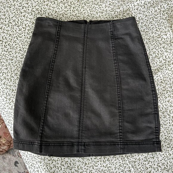 Free People Modern Femme Washed Grey Denim Mini Skirt - Picture 4 of 5